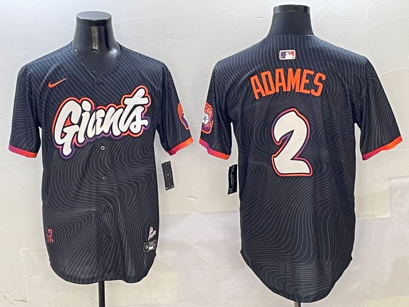 Men San Francisco Giants #2 Adames Black Second generation Joint Name Nike 2025 MLB Jersey style 1